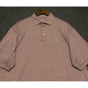 Rhoback polo shirt mens pink blue golf performance stretch size XL striped